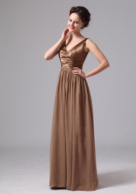 V-neck Mother Of The Bride Dress For Custom Made Satin and Chiffon