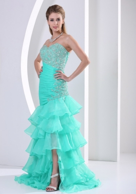 Ruched Layered Beaded Decorate and Ruch Bodice Sweetheart Prom Dress