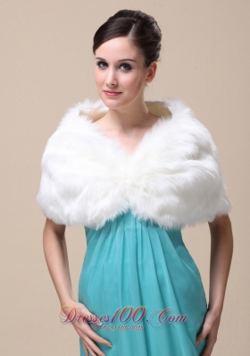 Unique Rabbit Fur Special Occasion / Wedding Shawl  In Ivory With V-neck