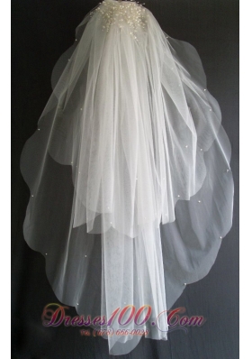 Pearl Decorate Beautiful Tulle Wedding Veils