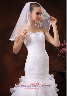 Taffeta Trim Edge Discount Tulle Bridal Veils For Wedding