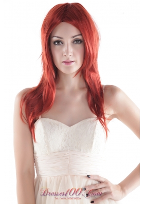 Medium Long High Quality Synthetic Red Straight Hair Wig