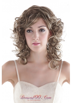 Sexy Mixed Color Medium  Synthetic Curly Hair Wig