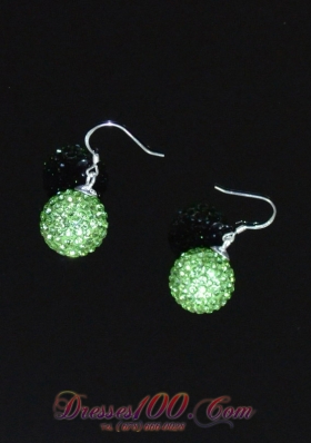 Beautiful Spring Green Round Rhinestone Earrings