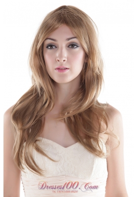 Long Blonde Human Hair Wig With Side Bang