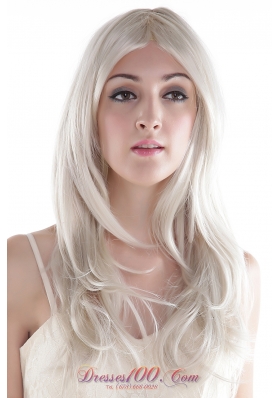 Hot Long Gray Wavy Synthetic Party Wig