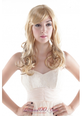 Chic Blonde Long Curly Synthetic Hair Wig With Side Bang