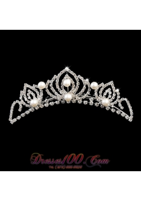 Popular Tiara With Rhinestone and Imitation Pearl Accents