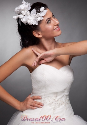 White Hand Made Flowers Taffeta Headpieces