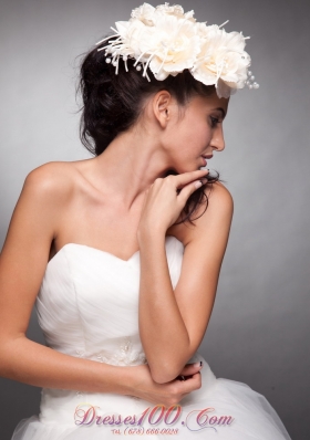 Champagne Beaded Taffeta Hand Made Flowers Headpieces