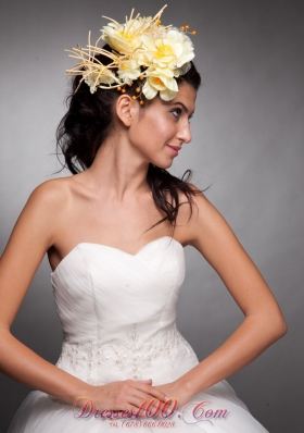 Light Yellow Hand Made Flowers Beaded Headpieces