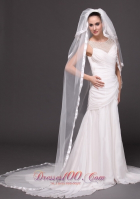 Three Layers and Taffeta Edge Bridal Veils For Wedding