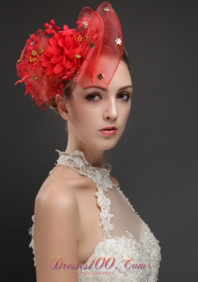 Exquisite Red Bowknot Shaped Fascinators With Appliques