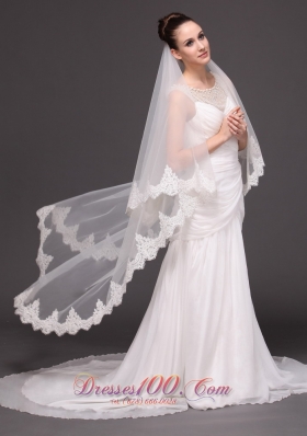 Lace Over Bridal Veils Two-tier For Wedding