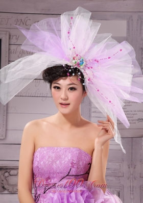 Sweet Lavender and White Corolla Large Hat Headpieces