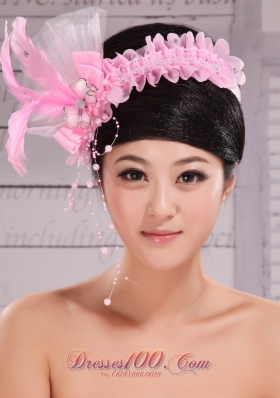 Lovely Imitation Pearls and Feather Decorate Tulle Headpiece For Cocktail