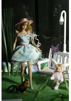 Hand Made Flowers Decorate Princess Party Clothes Gown For Barbie Doll