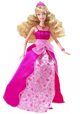 Bowknot Printing and Satin Princess Barbie Doll Dress