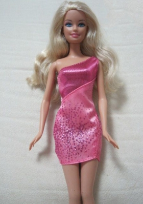 Fashion One Shoulder Mini-length Dress With Sequin and Beading Made To Fit the Barbie Doll