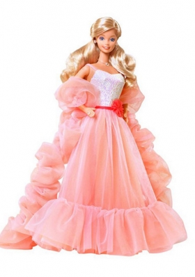 Beading Watermelon Red Organza Princess Barbie Doll Dress