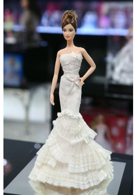 New Fashion Mermaid Dress With Ruffled Layers Gown for Barbie Doll