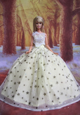 Elegant Handmade Gown With Sequins Made to Fit the Barbie Doll