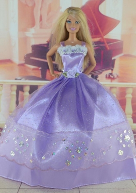 Gorgeous Lilac Gown With Sequins Made to Fit the Barbie Doll