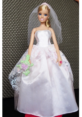 Lovely Handmade White Barbie Doll Wedding Dress