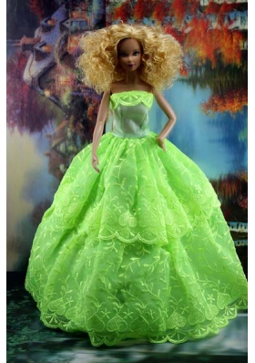 Spring Green and Lace For Amazing Barbie Doll Dress