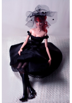 New Fashion Princess Black Dress Gown For Barbie Doll