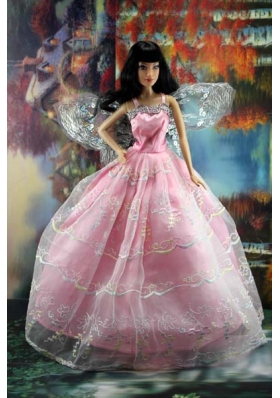 Pink Organza Ball Gown Made To Fit the Barbie Doll