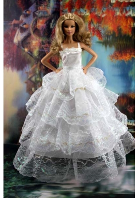 Pretty Ruffled Layers Wedding Dress To Barbie Doll Dress