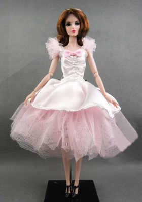 Pretty Handmade Pink Tulle Ball Gown Barbie Doll Dress