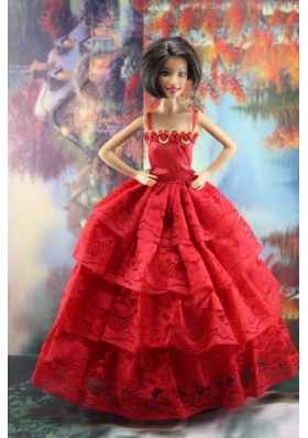 Amazing Red Lace Party Dress Made To Fit the Barbie Doll