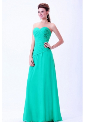 Turquoise Sweetheart Prom Dress With Ruching Chiffon