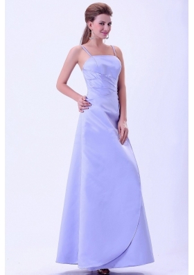 Spaghetti Straps Lilac Bridemaid Dress A-line Satin