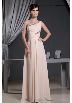 One Shoulder Baby Pink and Beading For Prom Dress