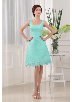 Apple Green Square A-Line Mini-length Lace 2013 Prom Dress
