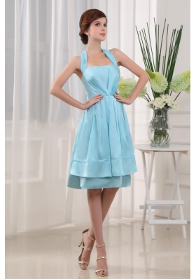 Halter A-Line Knee-length Taffeta Blue 2013 Bridesmaid Dresses