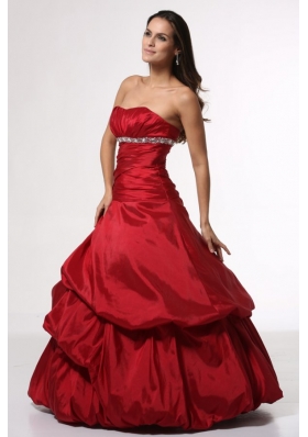 Wine Red Sweetheart Beading Taffeta Quinceanera Dress for Cheap