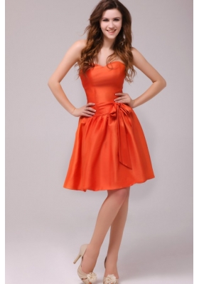 A-line Sweetheart Sashes Taffeta Orange Red Prom Dress