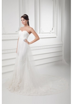 Gorgeous Mermaid Sweetheart Wedding Dress with Lace Chapel Train