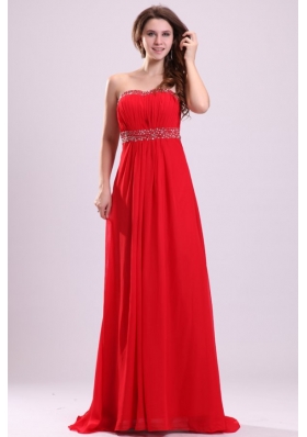 Sexy Sweetheart Empire Beading Chiffon Red 2014 Prom Dress with Backless