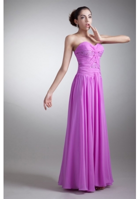 Elegant Empire Sweetheart Floor-length Lilac Beading Chiffon Prom Dress