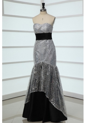 Mermaid Sweetheart Grey Sequins Fitted Prom Dress