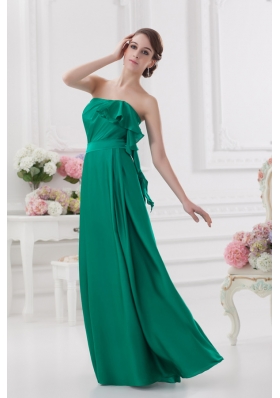 2014 Strapless Ruching Sea Green Floor-length Taffeta Prom Dress
