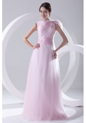 A-line Bateau Sashes Sleeveless Ruching Prom Dress