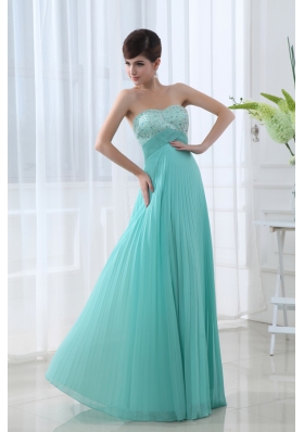 Apple Green Sweetheart Empire Pleats Floor-length Prom Dress