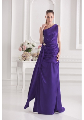 Column One Shoulder Floor-length Taffeta Prom Dress