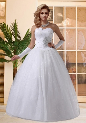 2014 Beautiful Princess Sweetheart Wedding Dresses with Beading